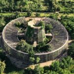 Fabrik med murgröna växande på